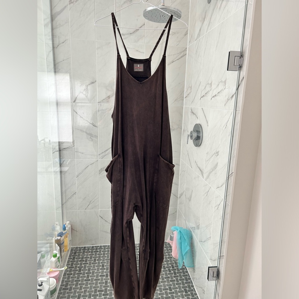 Free People Hot Shot Onesie in washed black GUC size m